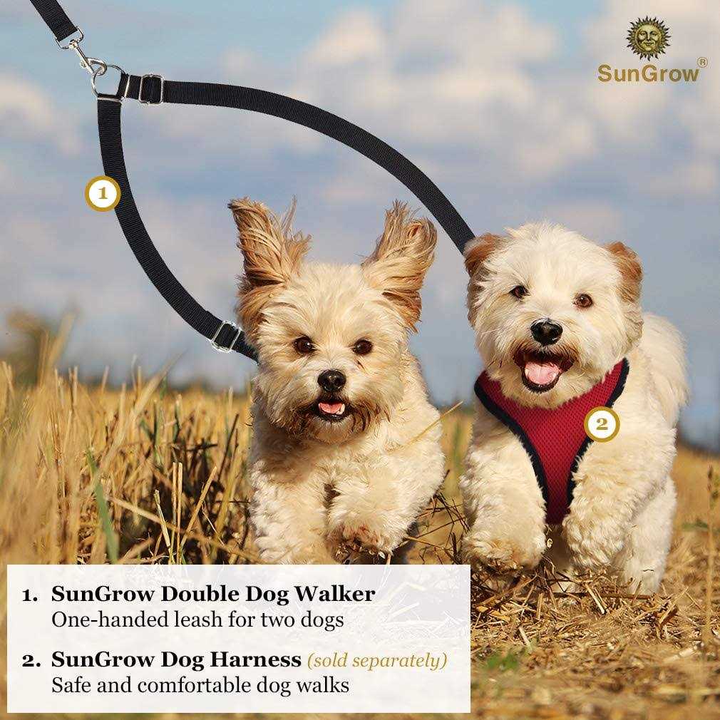 Double Dog Walker Leash, 16-24 Inches, Adjustable, Tin Alloy Snaps M45919