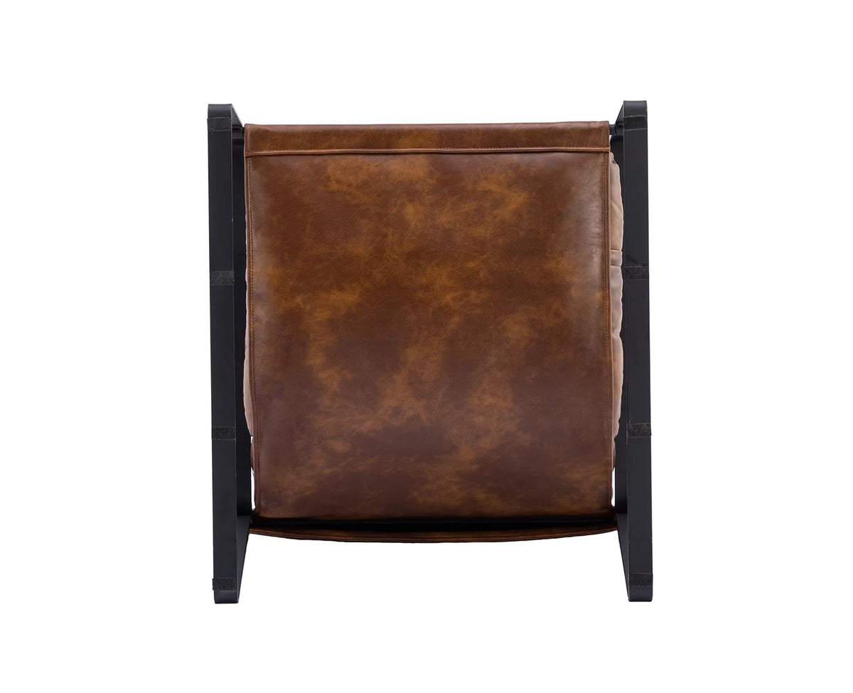 Brown Faux Leather Upholstered Accent Armchair with Metal Base U18809