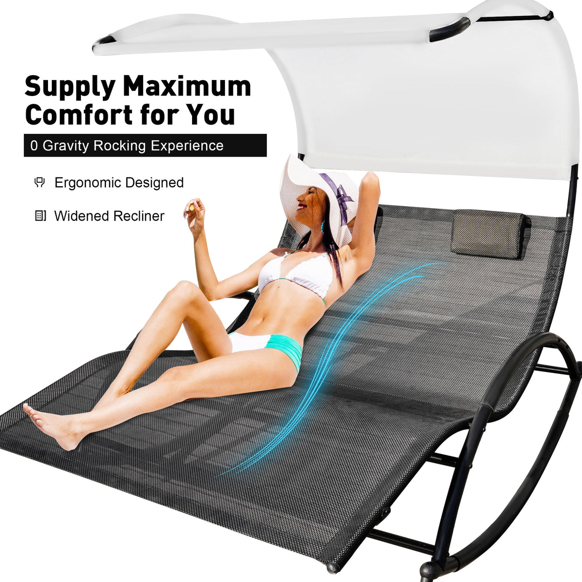 Double Chaise Lounge with Canopy and Pillows G245986