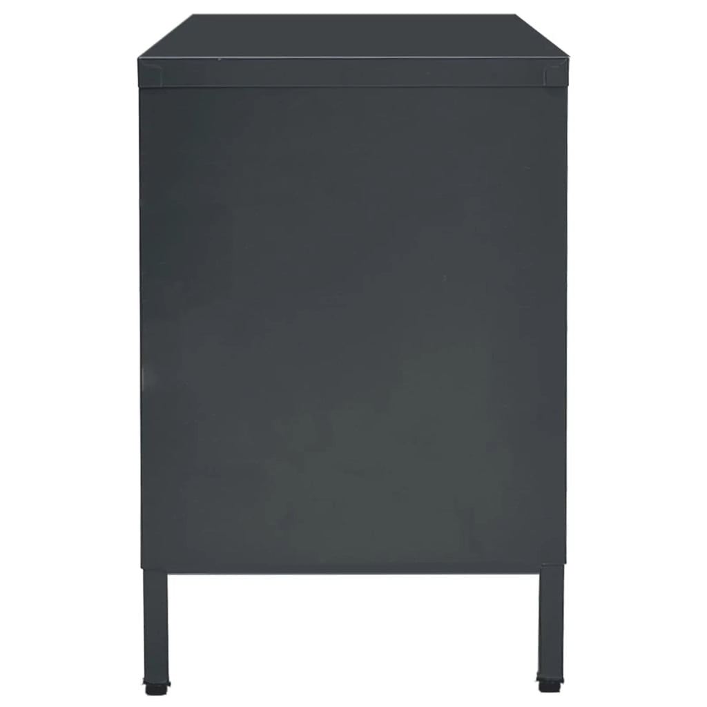 TV Stand with 2 Glass Doors and Open Shelves Steel Cabinet X963913