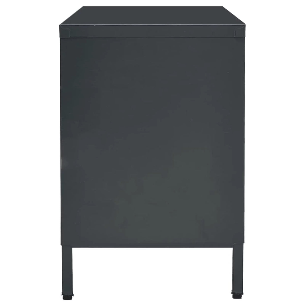 TV Stand with 2 Glass Doors and Open Shelves Steel Cabinet X963913