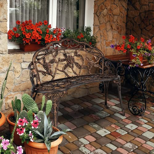 38.5" Metal Rose Bench F783542