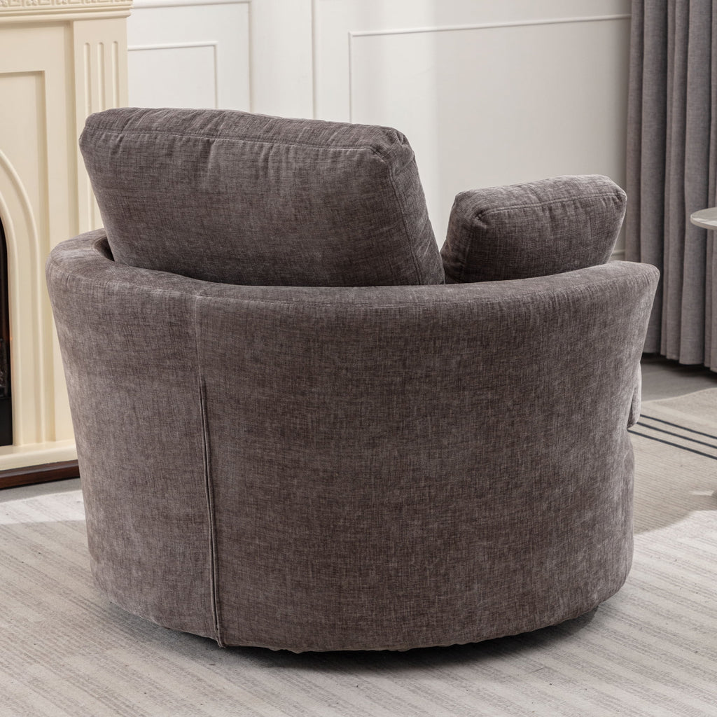 Oversized Round Swivel Accent Chair with 3 Pillows W1639