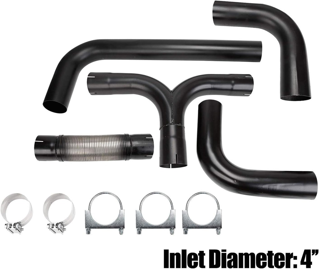 Black Stainless Steel 4'' Universal T Pipe Kit Dual Smoker Exhaust Stack System G69030