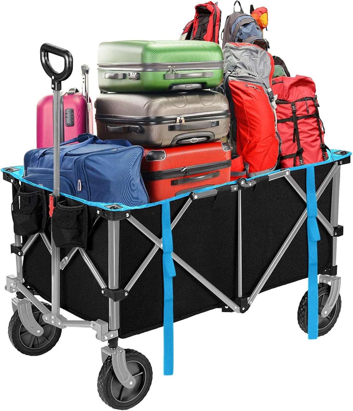Folding Heavy Duty Collapsible Utility Wagon Cart with Wheels A42958