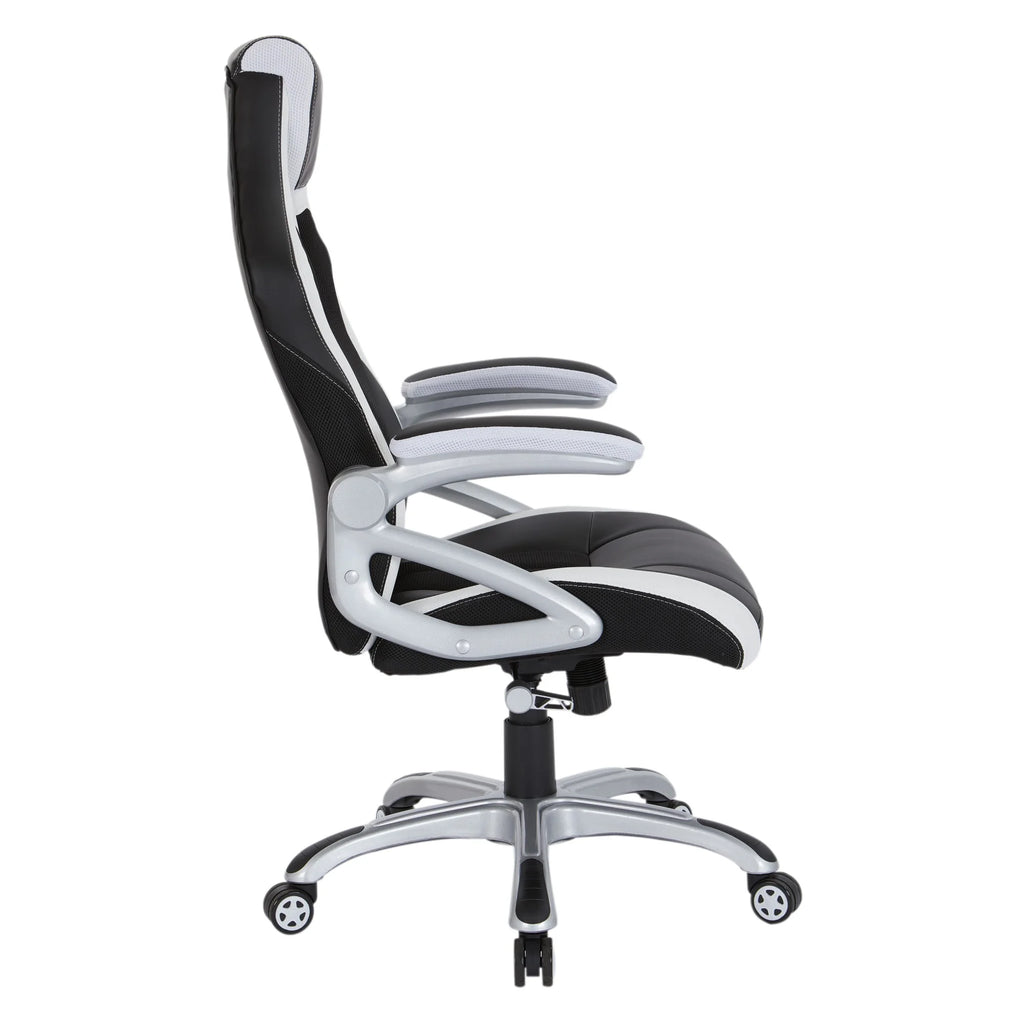 Black Chair with White Trim and Silver Base M8238