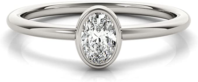 Oval Diamond Solitaire Engagement Ring in 14K Gold Y282