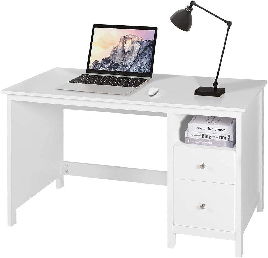 Black Wood Writing Desk with Storage Cabinet and Drawers N507
