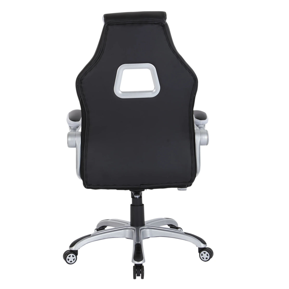 Black Chair with White Trim and Silver Base M8238