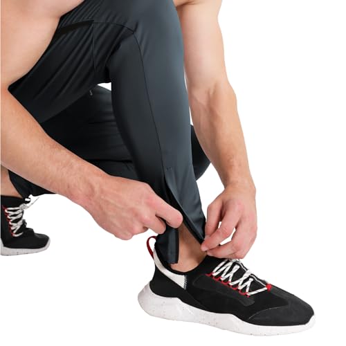 Mens Tapered Gym Joggers Lightweight Quick Dry Athletic Running Pants with Pockets T325504