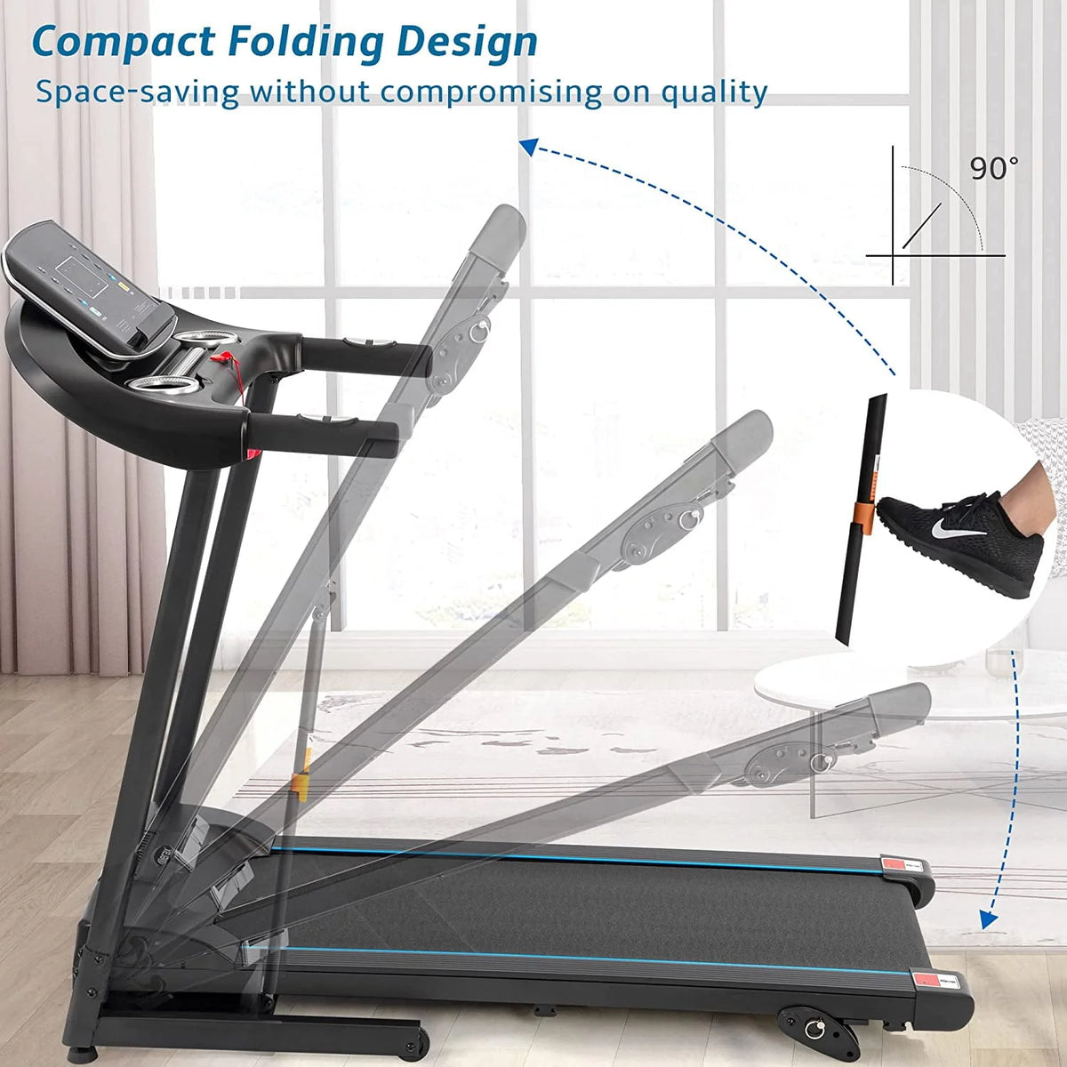 3.5HP Foldable Electric Treadmill with Incline D8553