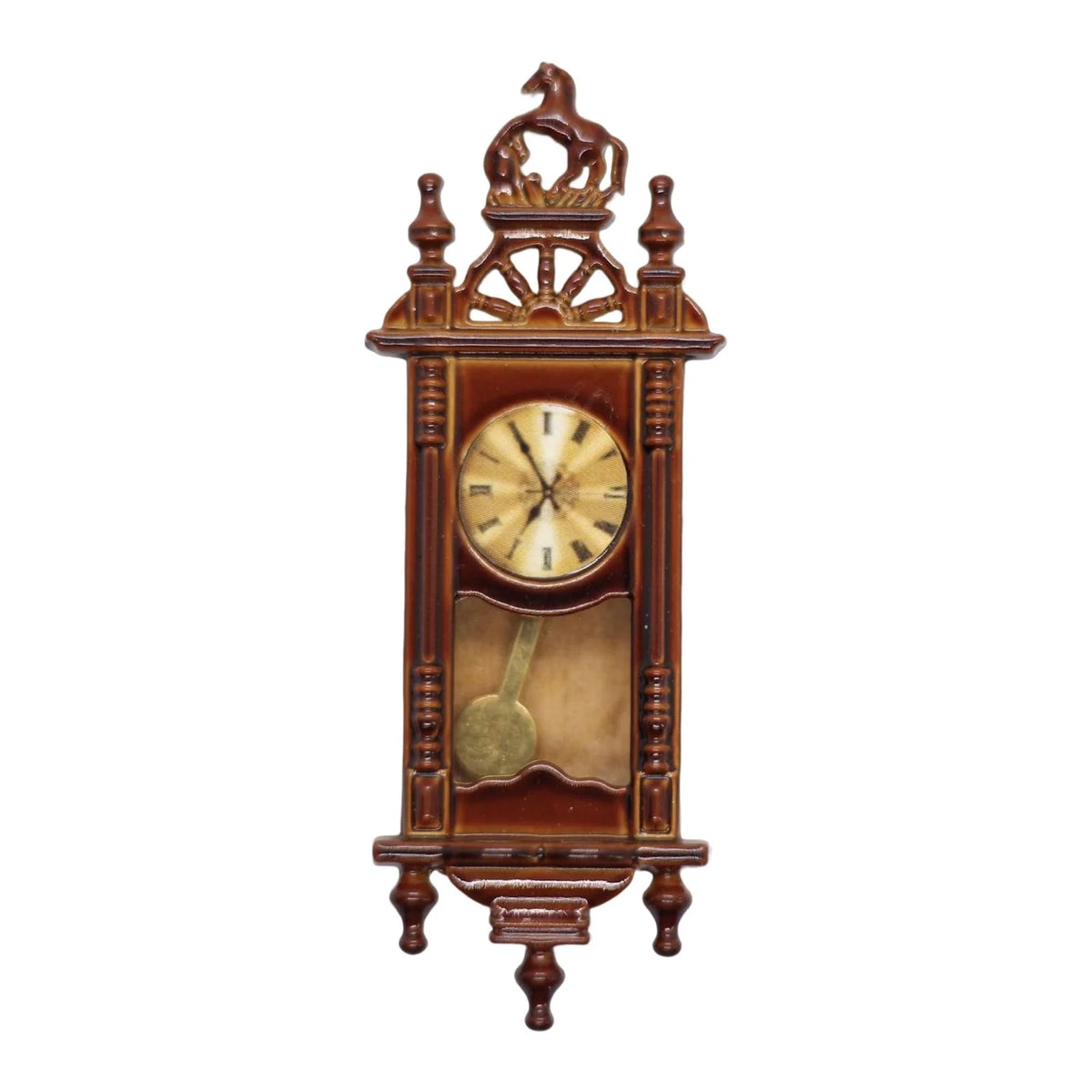 Brown Wooden Dollhouse Wall Clock Playset N931140