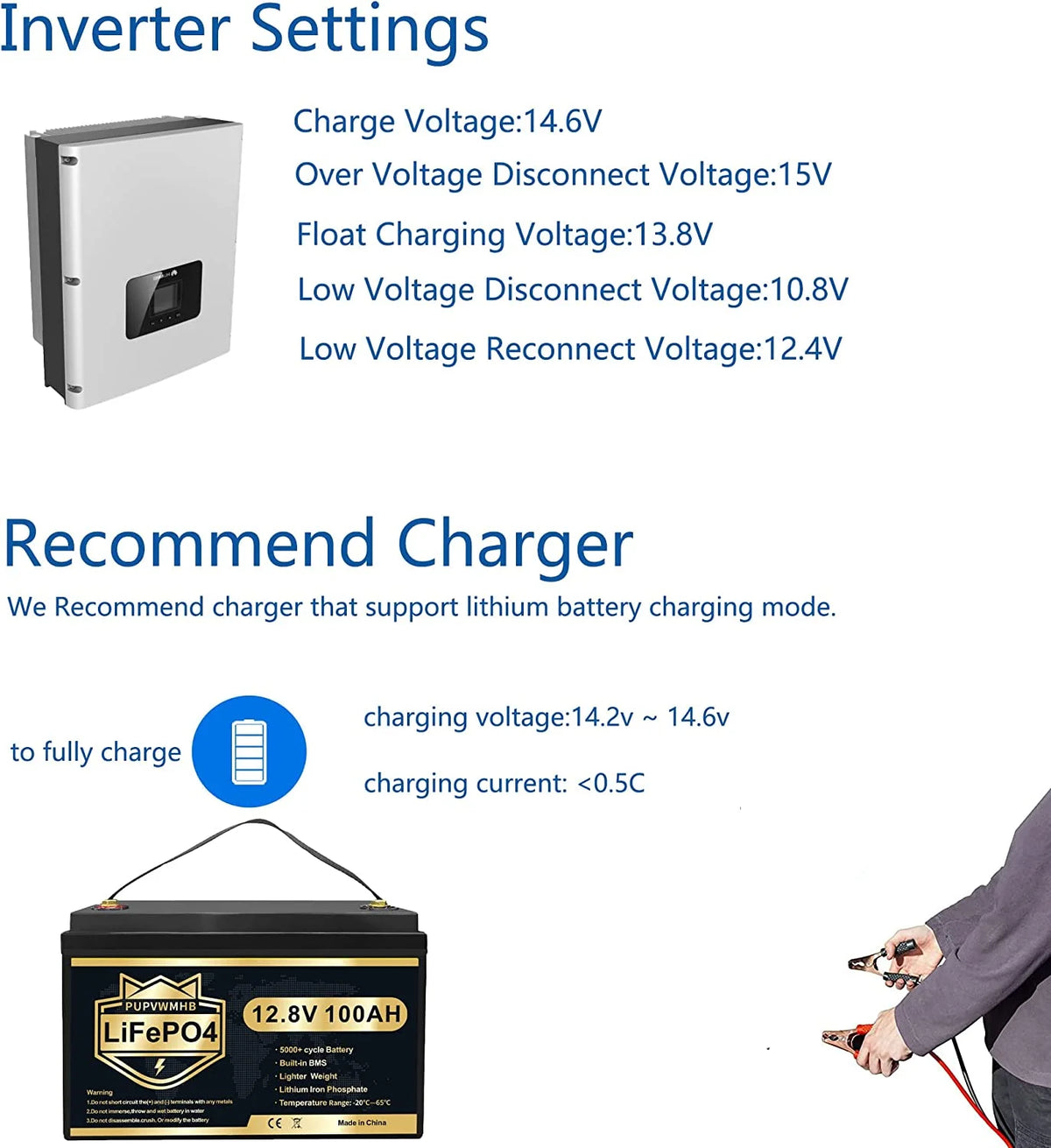 LiFePO4 Battery 12V 100Ah Lithium Iron Phosphate Battery with Built-in BMS O949980