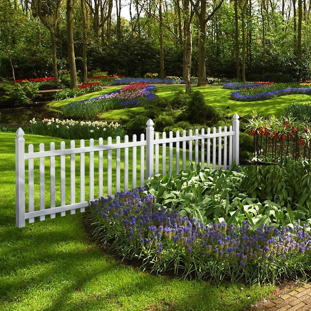 4 ft. H x 8 ft. W Vinyl Spaced Picket Fence Panel with Dog Ear Pickets R498