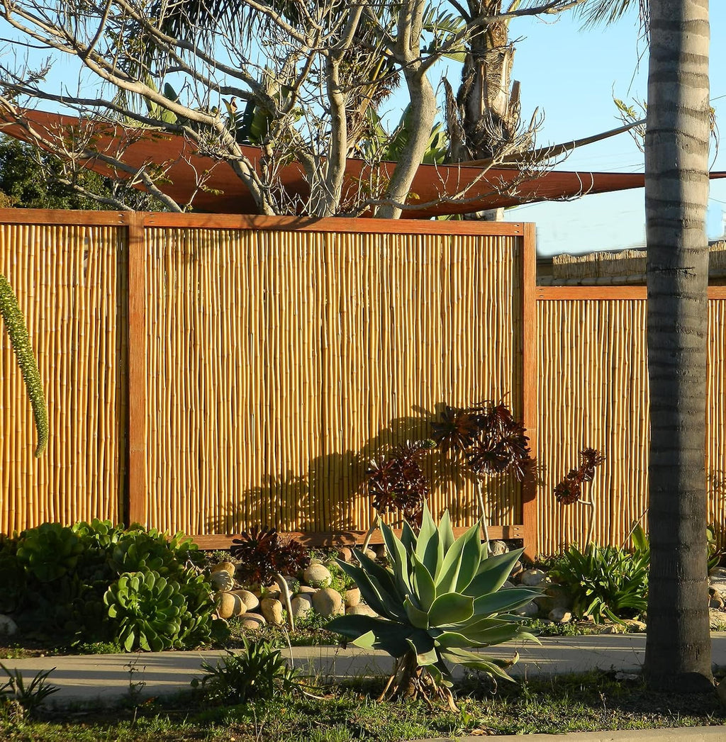 Natural Bamboo Fencing Rolled Fence Panel 0.75 in D x 6 ft H x 8 ft L F12834