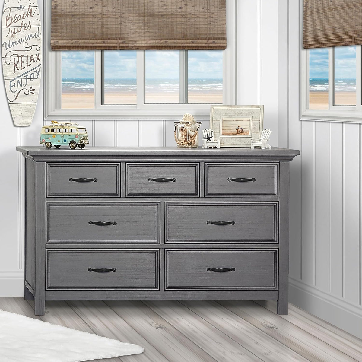 Rustic Grey 7-Drawer Double Dresser S7571