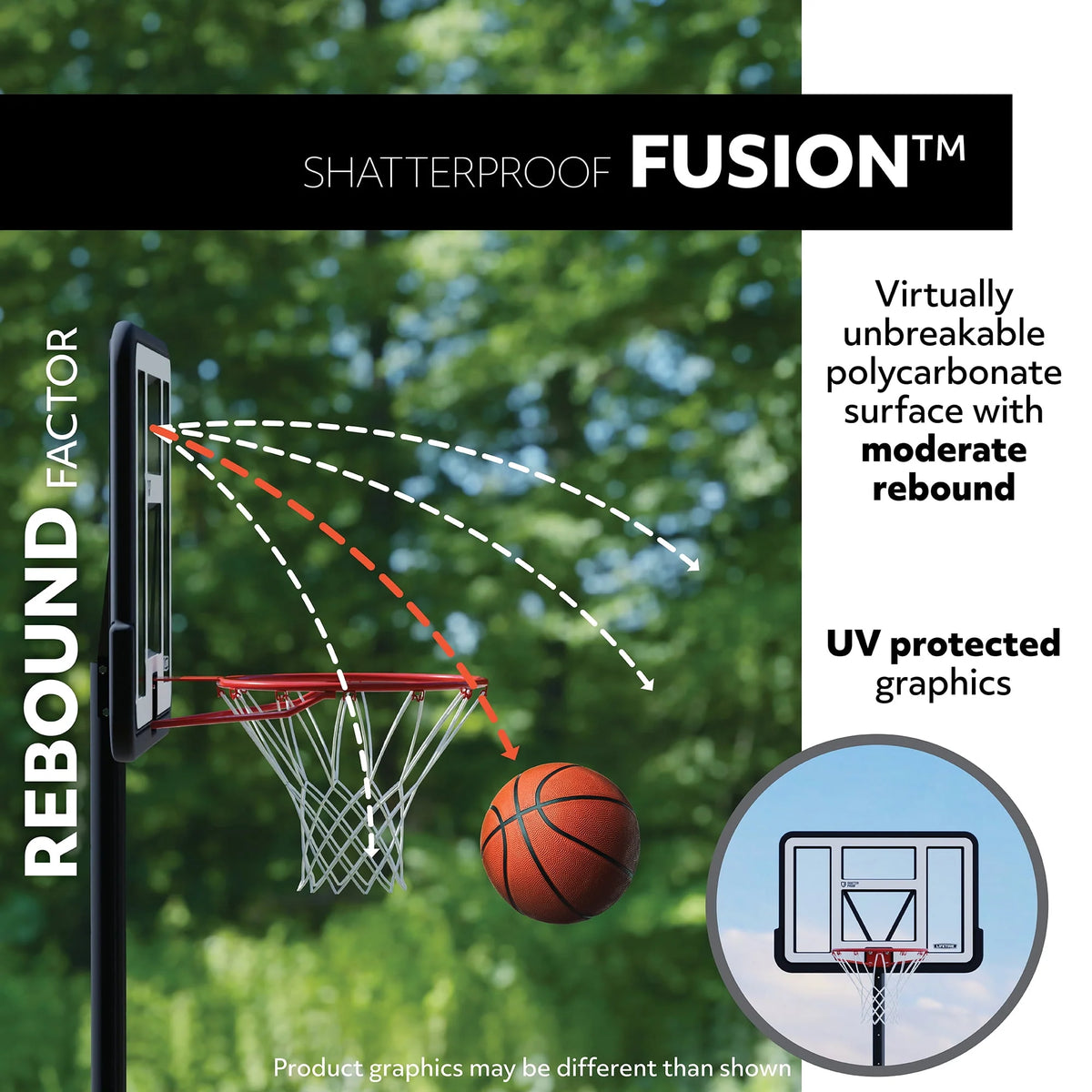Adjustable Inground Basketball Hoop 44 inch Polycarbonate P373