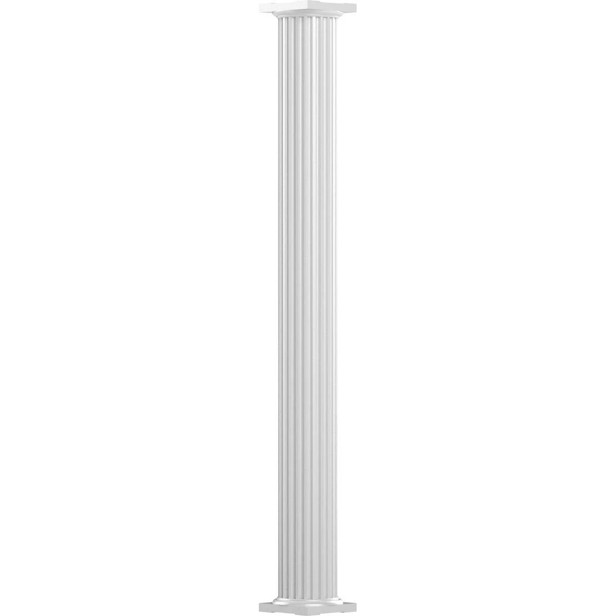 6x22 x 8& Endura-Aluminum Column, Round Shaft, Non-Tapered, Fluted, Gloss White Finish w/ Cap J497355