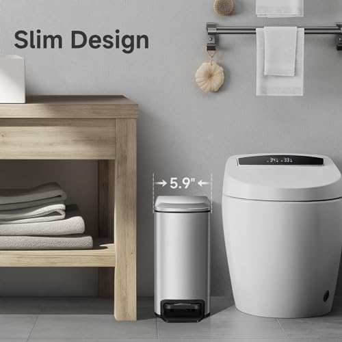 Slim 6 Liter Stainless Steel Trash Can with Lid A905