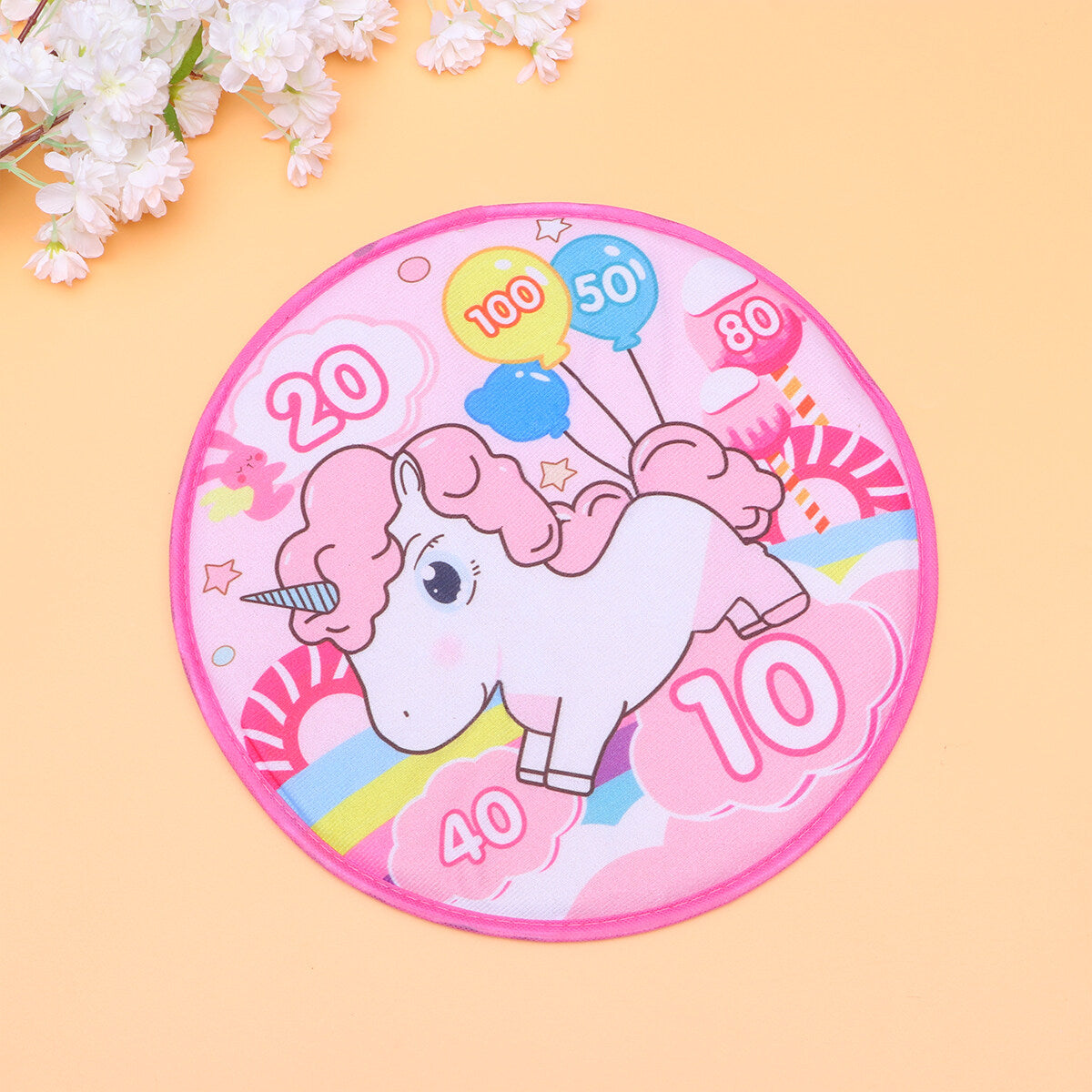 1 Set of Sucker Ball Kids Shooting Sticky Toy Cartoon Round Cloth Dart Board Toy Assorted Color T70906