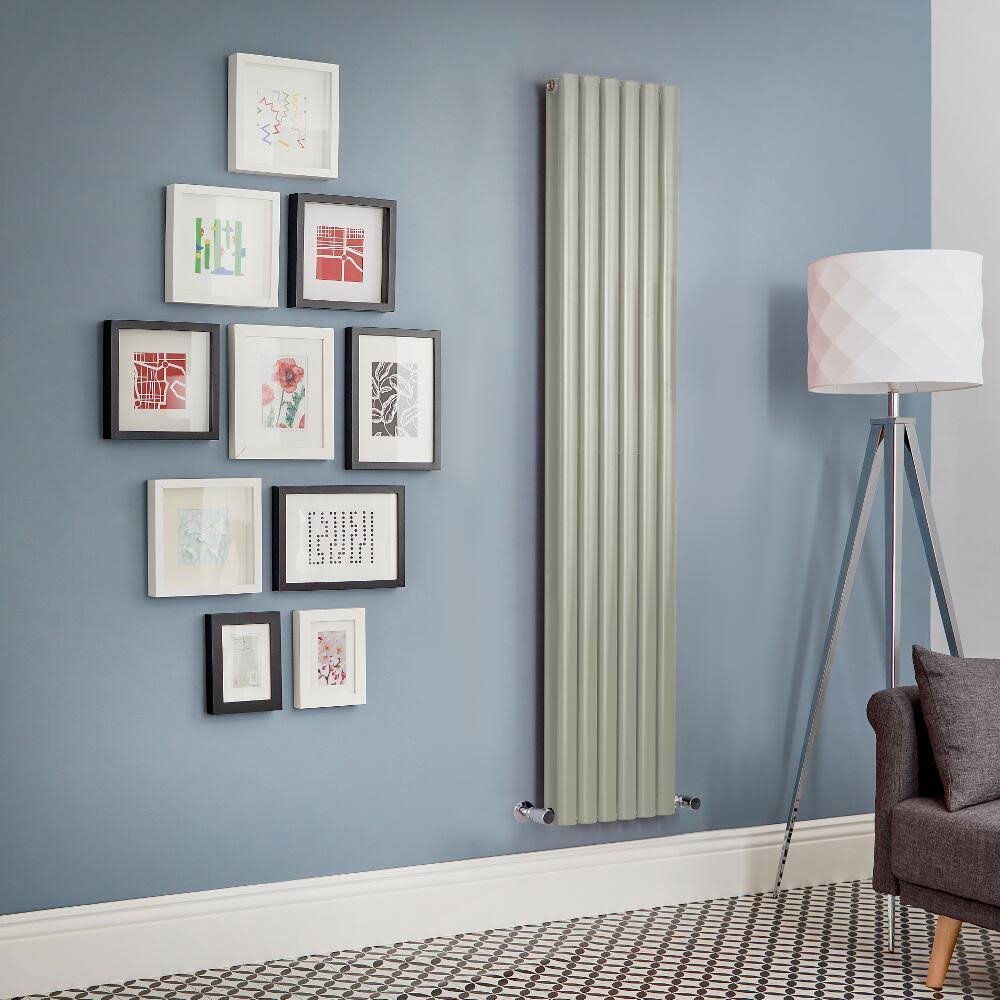Sage Green Vertical Hot Water Radiator Y415