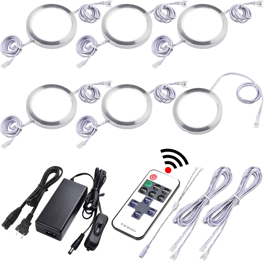12 Lights Dimmable Wireless RF LED Under Cabinet Lighting Kit with AC120V to DC12V Adapter H380