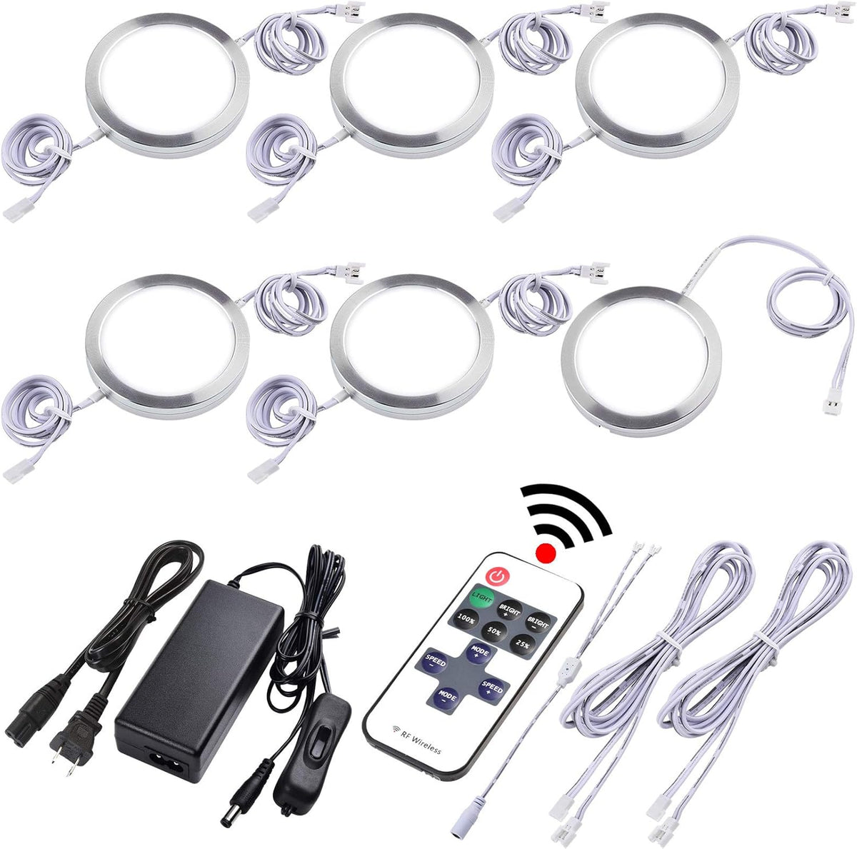 12 Lights Dimmable Wireless RF LED Under Cabinet Lighting Kit with AC120V to DC12V Adapter H380