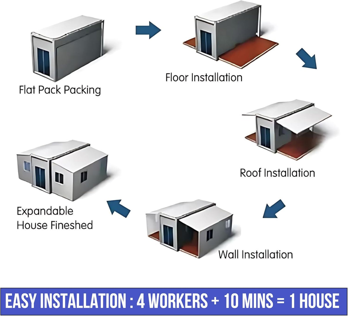 Prefabricated White Expandable Modern Prefab House with 1 Bathroom 1 Living Room and 2 Bedroom R892