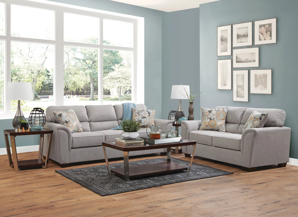 Flared Arm Sofa with Two Pillows O709846
