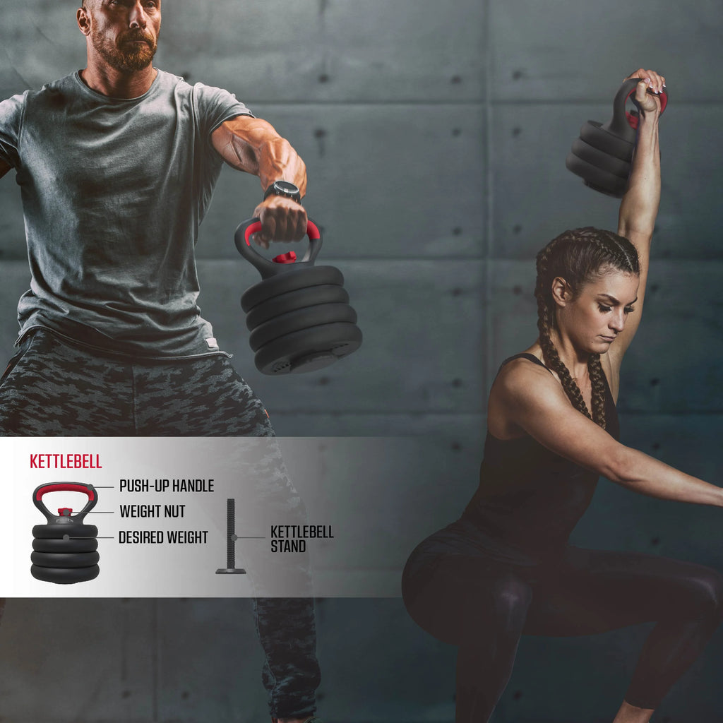 60 lbs 4-in-1 Adjustable Dumbbell Barbell Kettlebell Weight Set B386