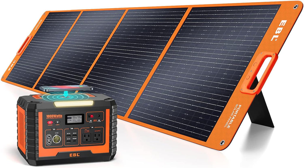 1000W Solar Generator with 200W Portable Solar Panel Power Station Backup Battery Pack E939804
