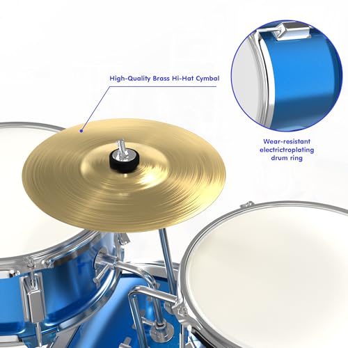 3-Piece Beginner Drum Set with Throne Stool G3984
