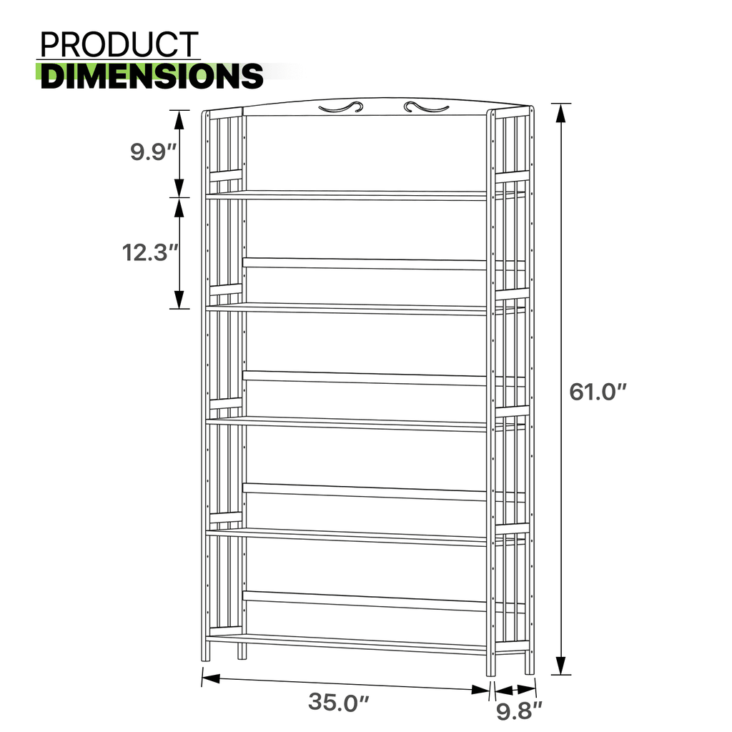 Bamboo 5 Shelves Adjustable Bookcase M79304
