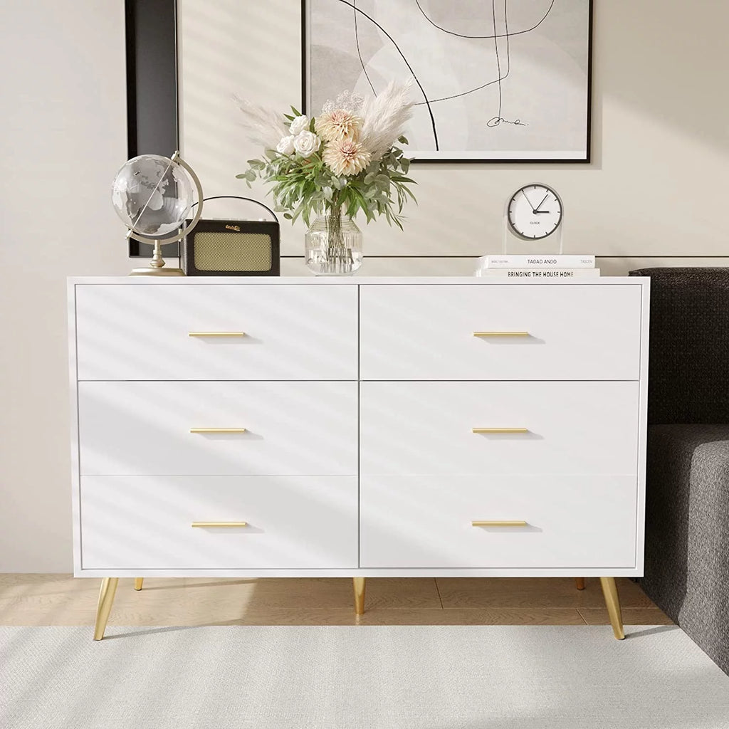 White 6 Drawer Wood Dresser J339785