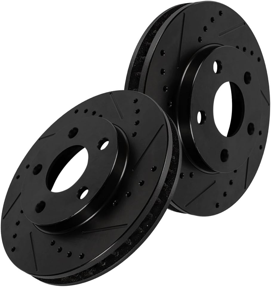 Black Drill Slot 5 Lug Brake Rotors W7863