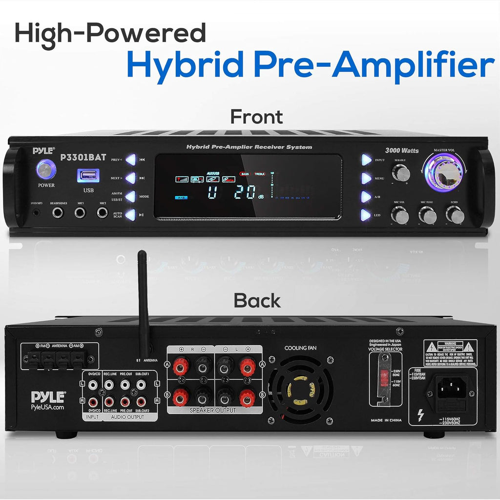 Wireless Bluetooth Home Stereo Amplifier 3000 Watt Rack Mount Remote X35155
