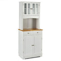 Buffet and Hutch Kitchen Storage Cabinet with Microwave Stand and Storage Shelves K165
