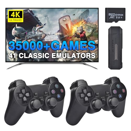 Classic Retro Gaming Console with 41 Emulators 4K HD 2.4G Wireless Controllers 64GB Y567419