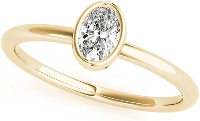 Oval Diamond Solitaire Engagement Ring in 14K Gold Y282