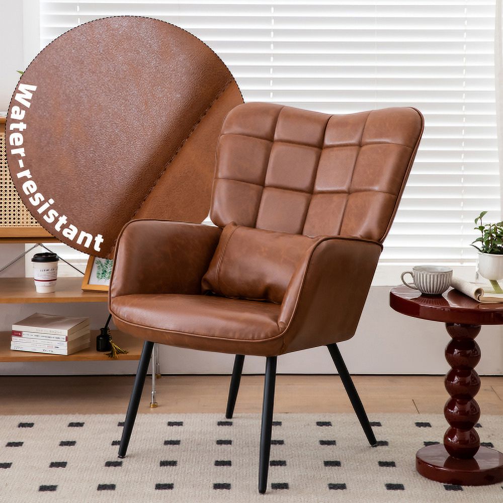 Bonded Leather High Back Accent Chair with Metal Legs J353