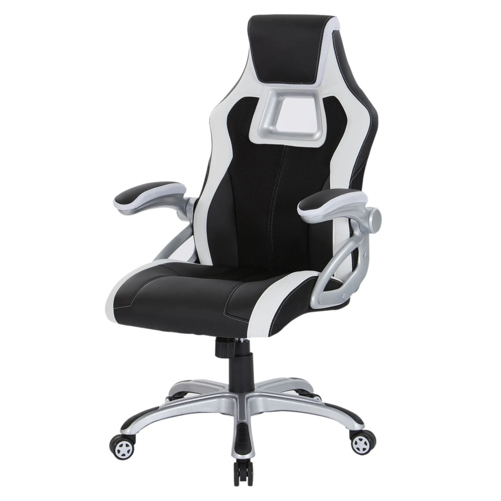 Black Chair with White Trim and Silver Base M8238
