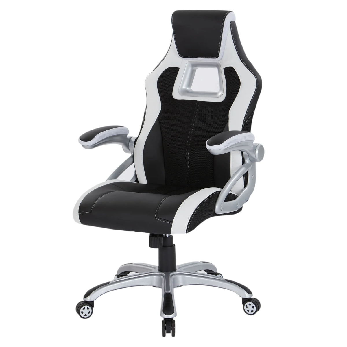 Black Chair with White Trim and Silver Base M8238