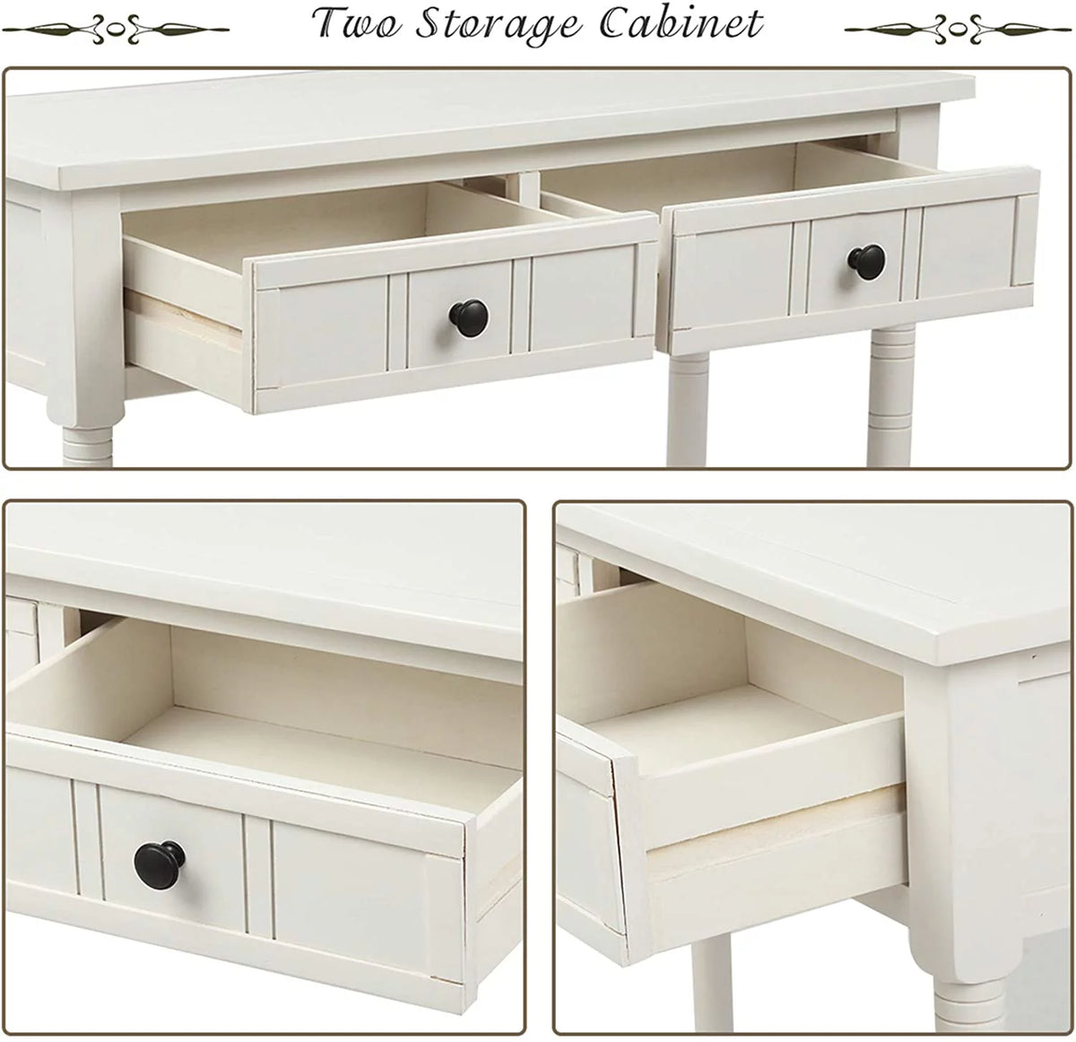 White Wooden Console Table with 2 Drawers J1474