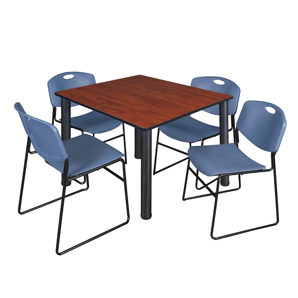 48" Square Breakroom Table & 4 Stack Chairs S624823