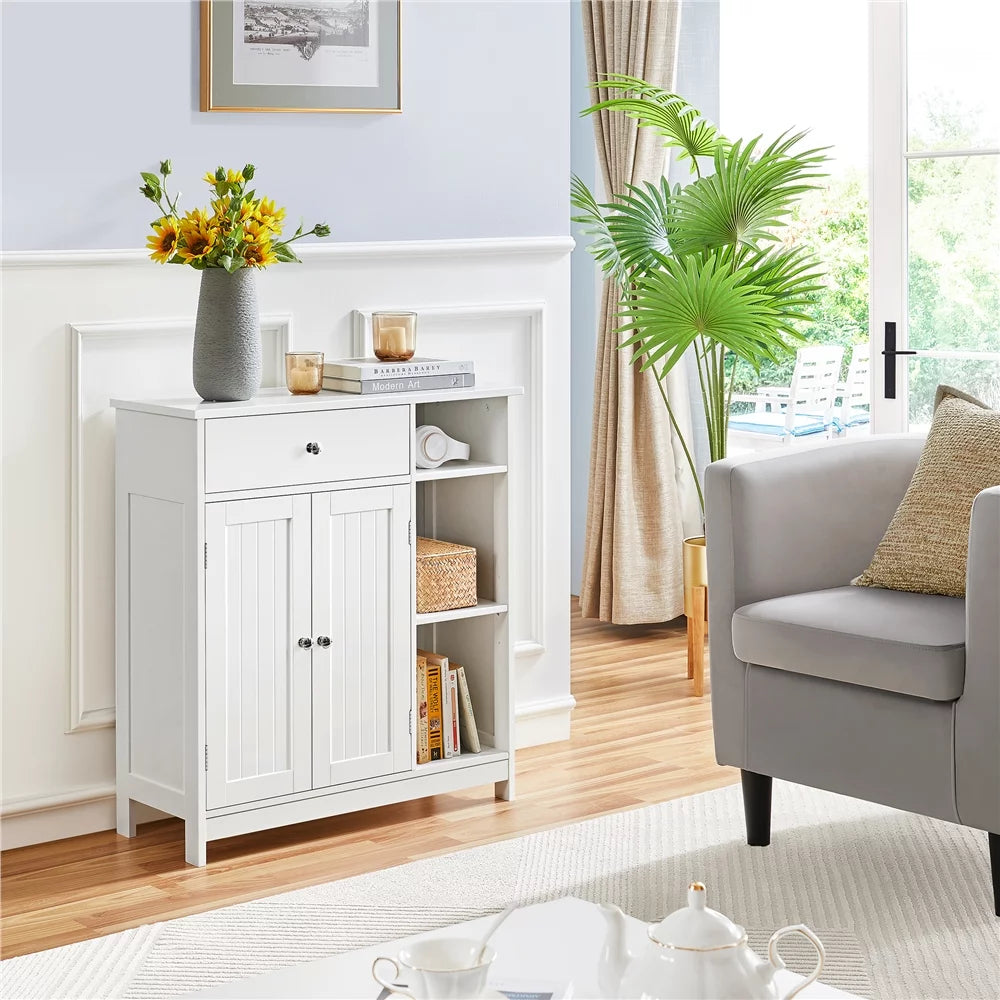 White Large Storage Cabinet with Drawer R9963