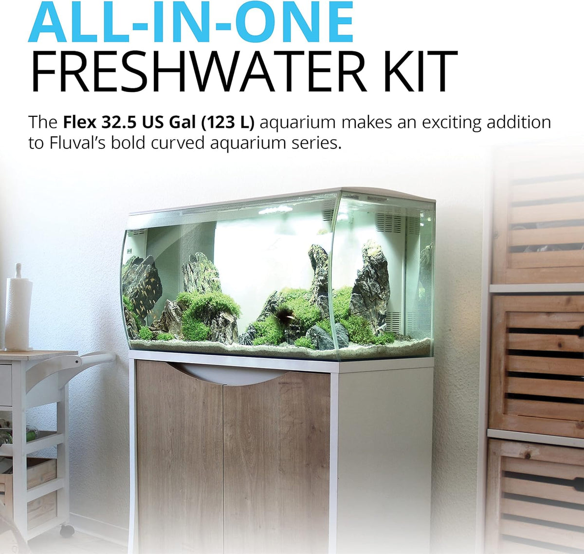 32.5 Gal. White Aquarium Kit with LED Lights and Filtration System A6135
