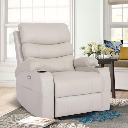 Cream Power Lift Recliner Chair with Massage and Heat B5332