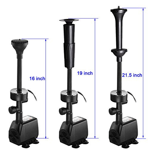 Submersible Pump Fountain with RGB Color Changing Ring 2800L/H L6608