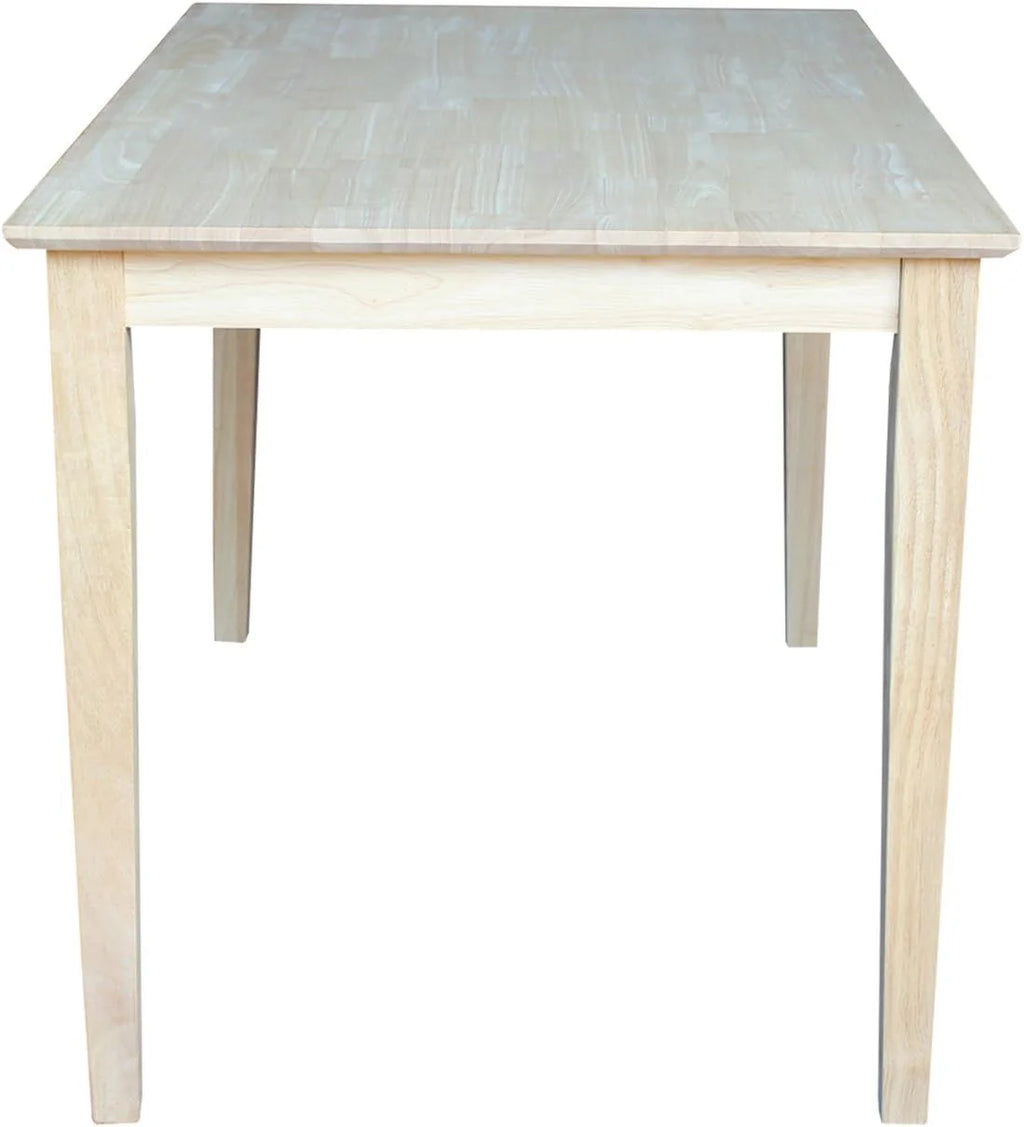 Solid Wood Table Top with Shaker Legs, 30 Inch, Unfinished S38655