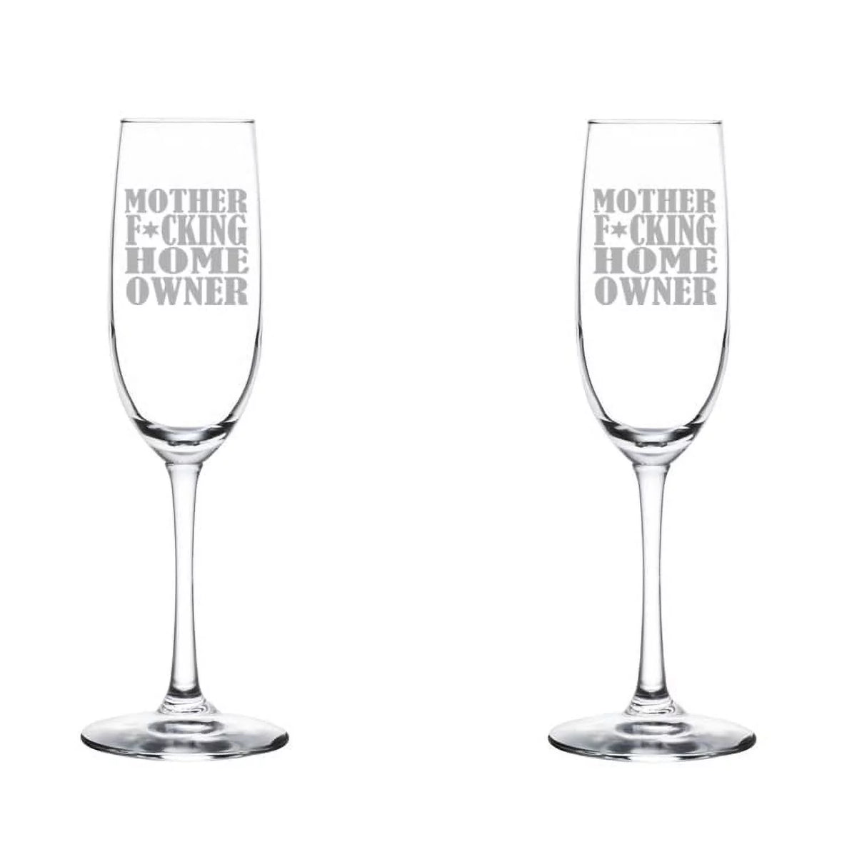 Set of 2 Glass Champagne Flutes 8 oz Stemmed Q2686